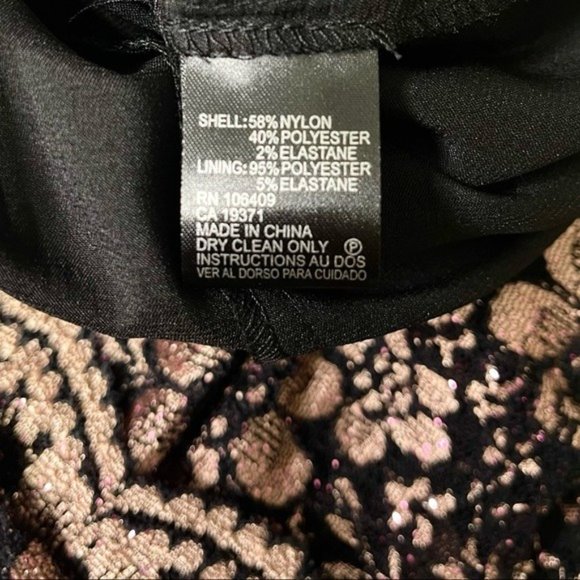 Tahari Lace V Neck Sheath Dress Black & Pink Rose Gold 2 XS - Picture 11 of 11